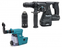  בנדל פטישון נטען שחור DHR243BZ + שואב אינטגרלי DX07	