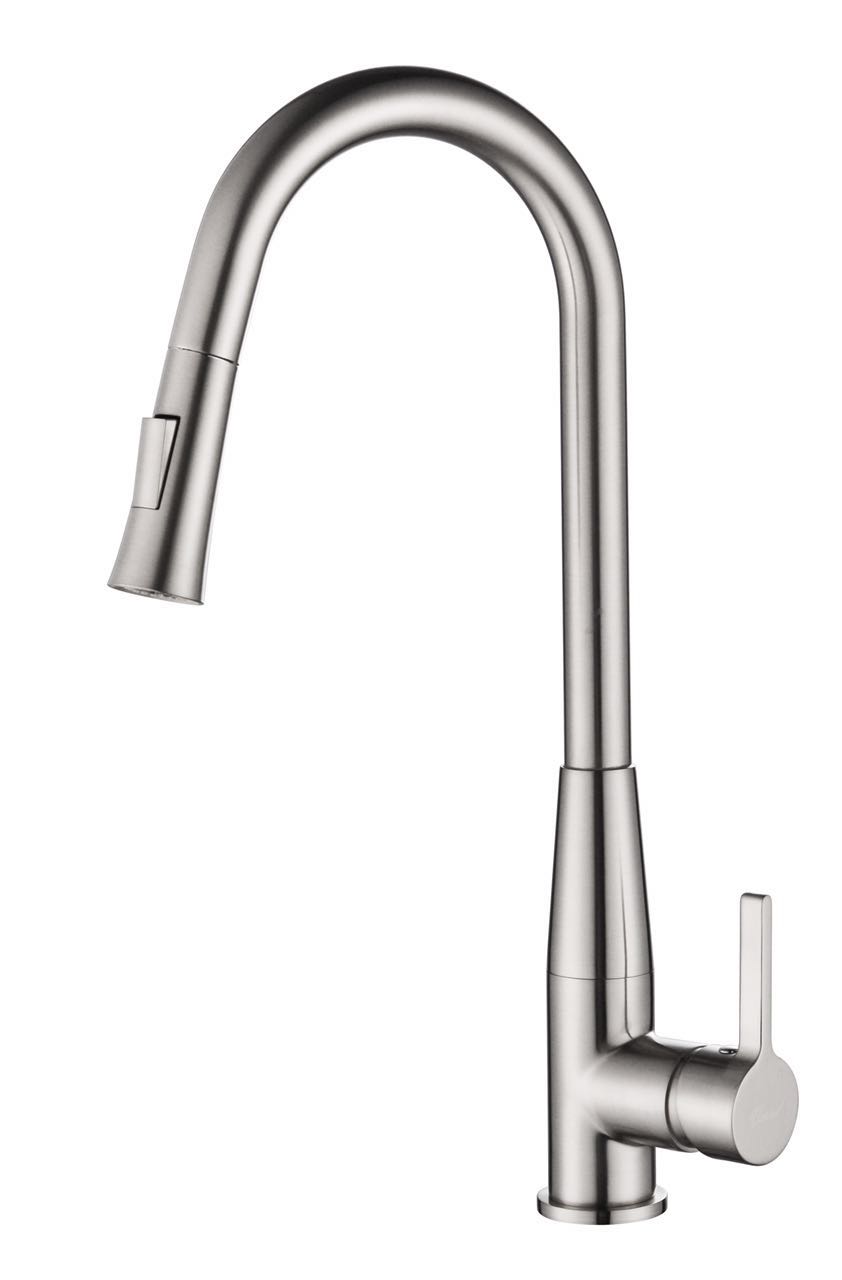 ברז קשת גבוה נשלף למטבח 2 מצבי זרימה דגם 1221 ניקל מוברש