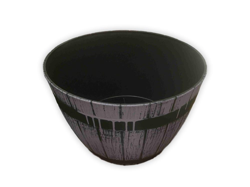 עציץ פלסטיק דמוי חבית