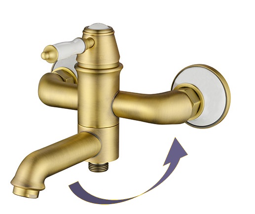 סוללה לאמבטיה בשילוב פורצלן דגם 7005 זהב מוברש 