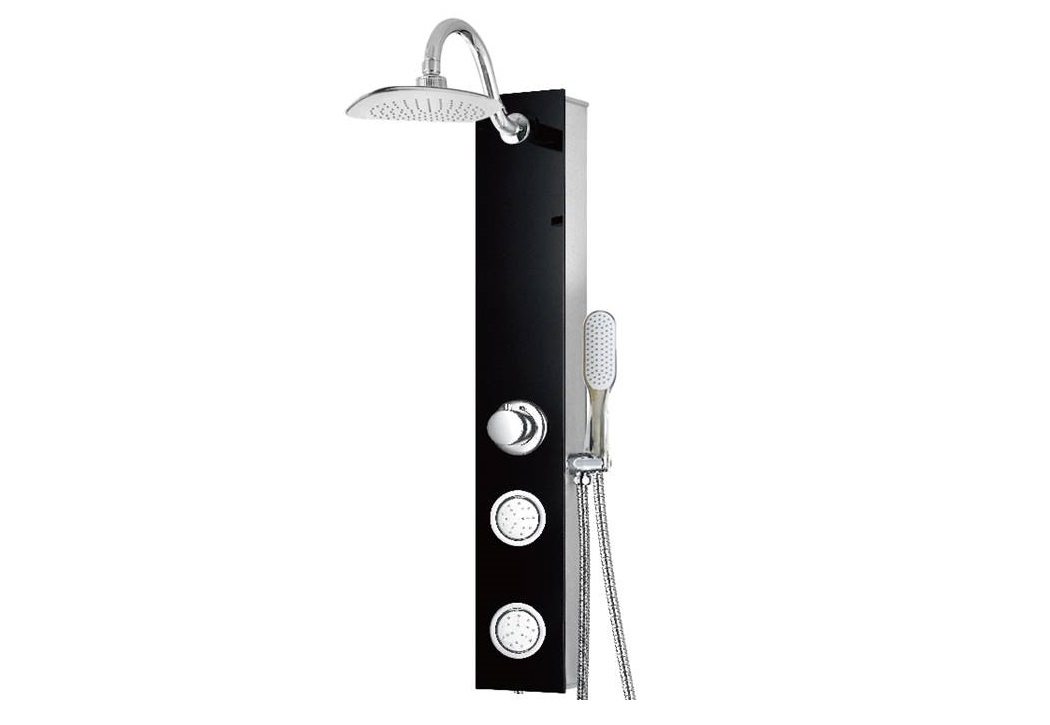 מערכת מקלחת פאנל זכוכית שחור משולבת ג'טים דגם 9661 